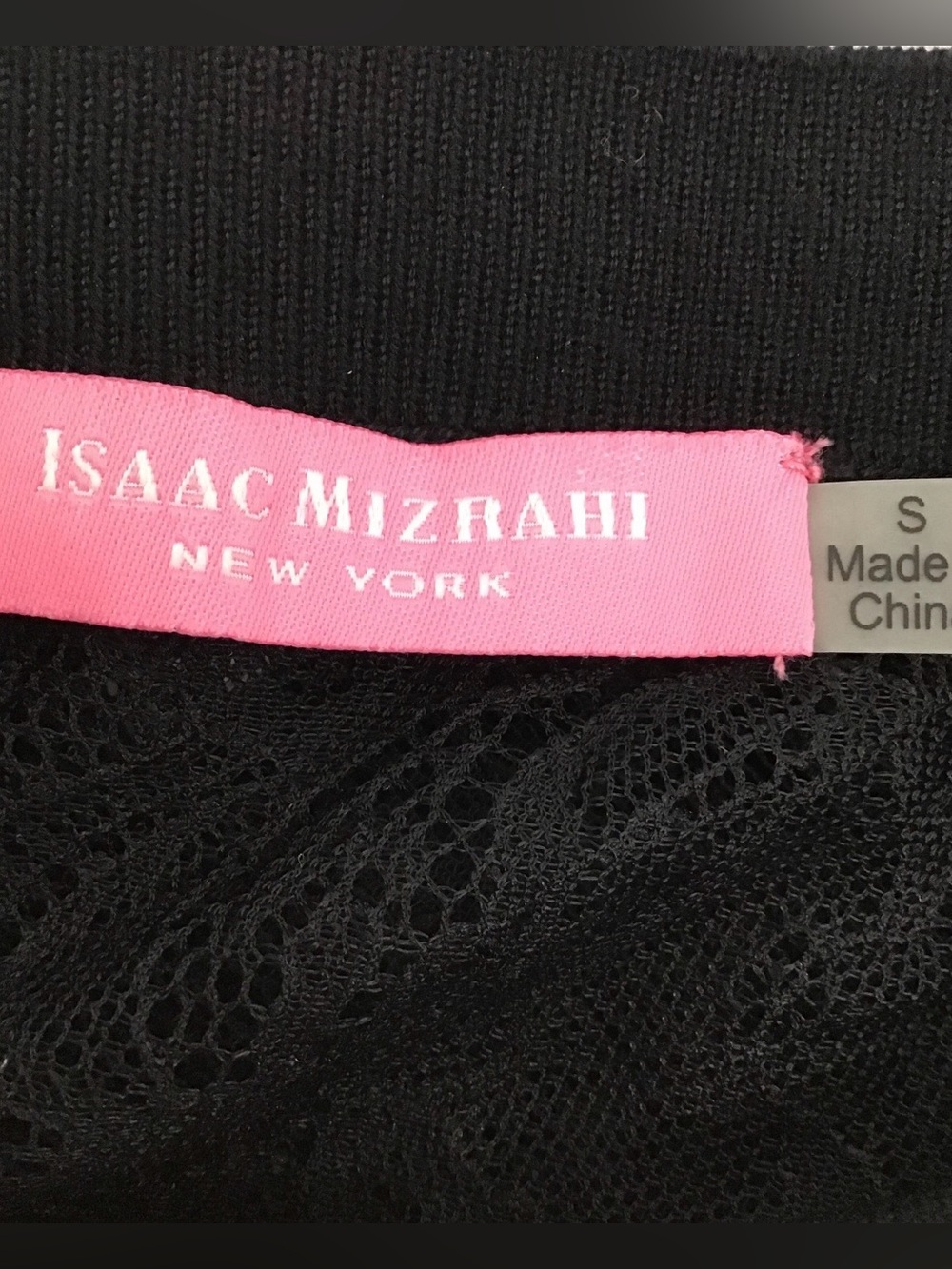 Isaac Mizrahi Black Lace Knit-Trim Top